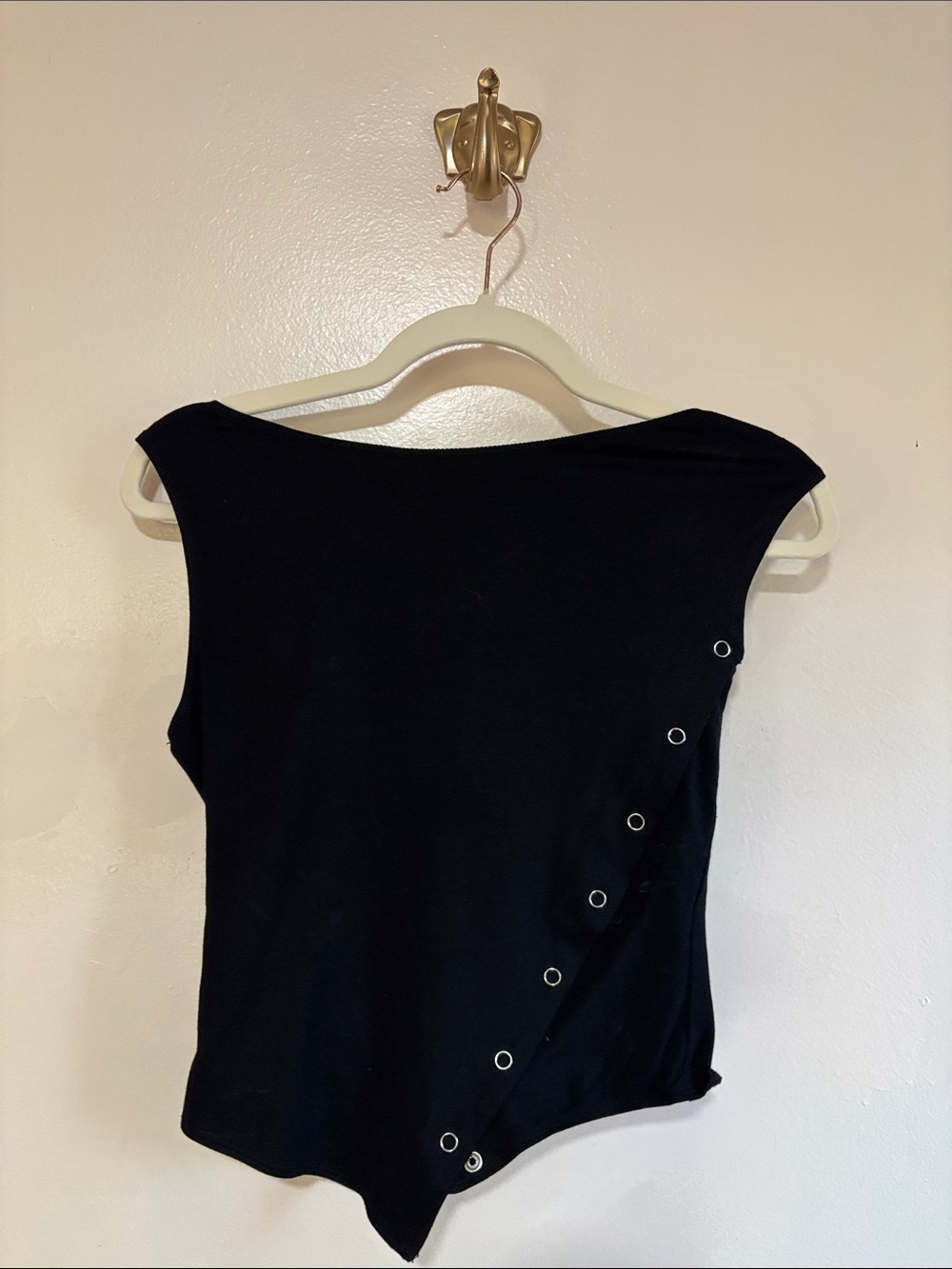 Princess Polly Black Asymmetrical Boatneck Snapping Tank size XS NWT